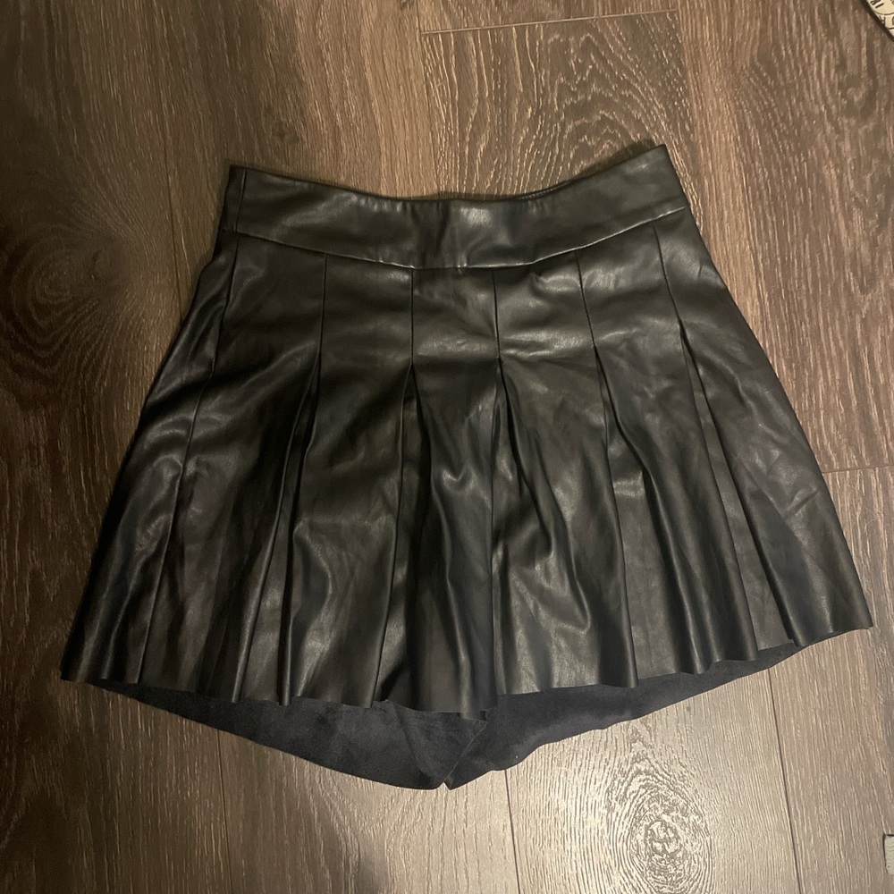 Stella Luce Black faux Leather Skater Skirt